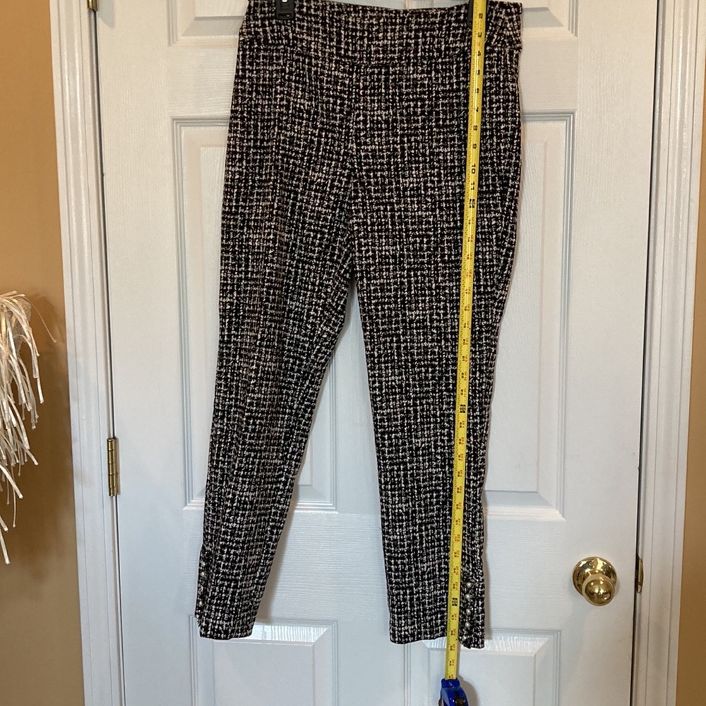 Up! Houndstooth Print Pants with ankle vent faux Pearl and Fringe Details Sz 12 - Picture 10 of 12